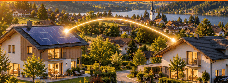 Eigenversorgungsanlage: Photovoltaikanlage auf einem Wohnhaus versorgt ein zweites eigenes Gebäude im selben Ort mit Strom
